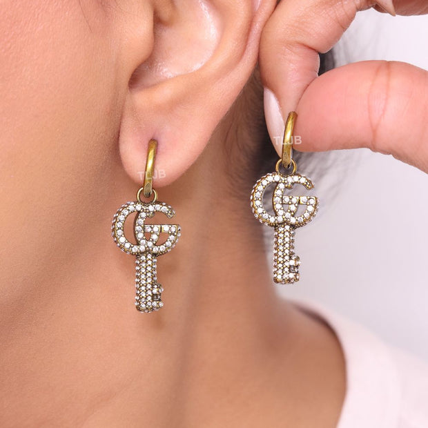 Rustic Double G key hoop type dangles