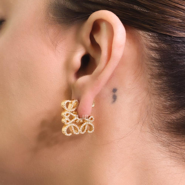 Alphabet L gold CZ hoops