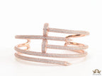 Rose gold plated twin nail bracelet with cz