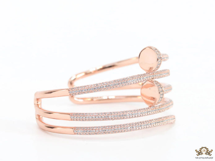 Rose gold plated twin nail bracelet with cz