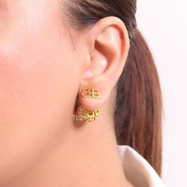 Alphabet B small mesh ball studs