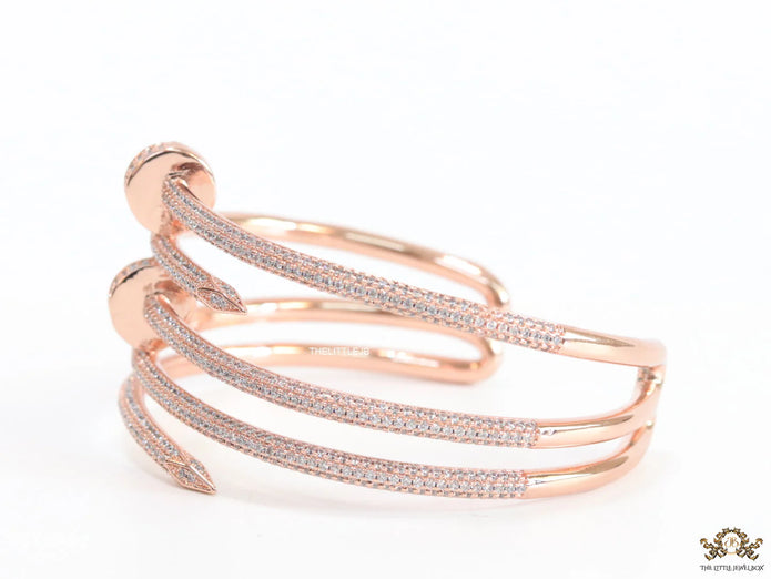 Rose gold plated twin nail bracelet with cz