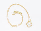 Sleek gold pearl white clover chain