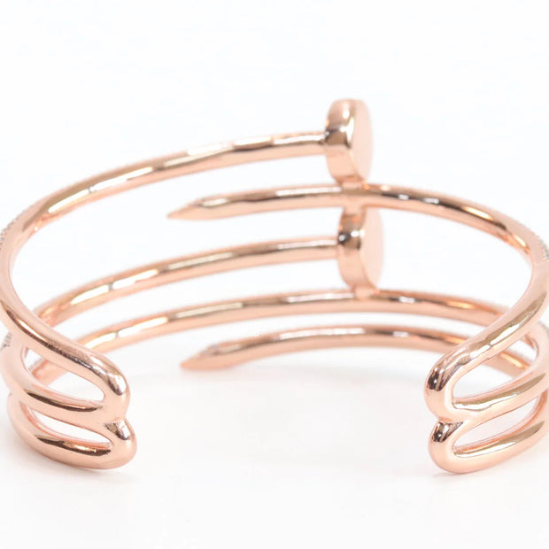 Rose gold plated twin nail bracelet with cz
