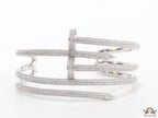 Platinum plated twin nail bracelet with cz
