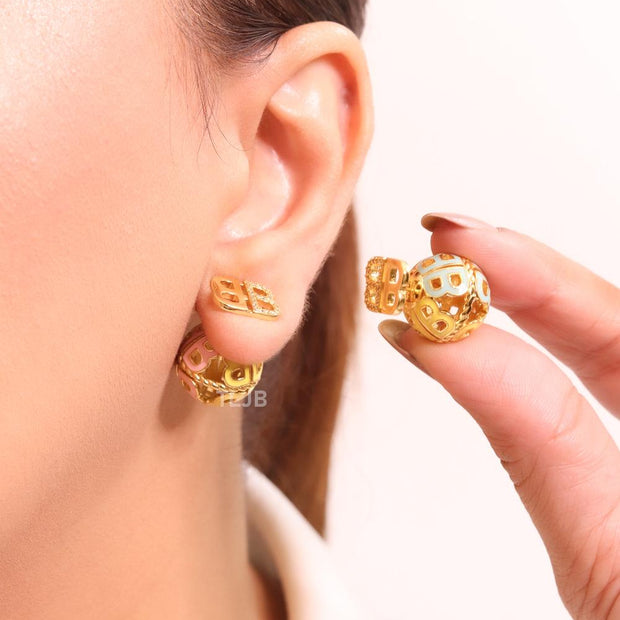 Alphabet B small mesh ball studs