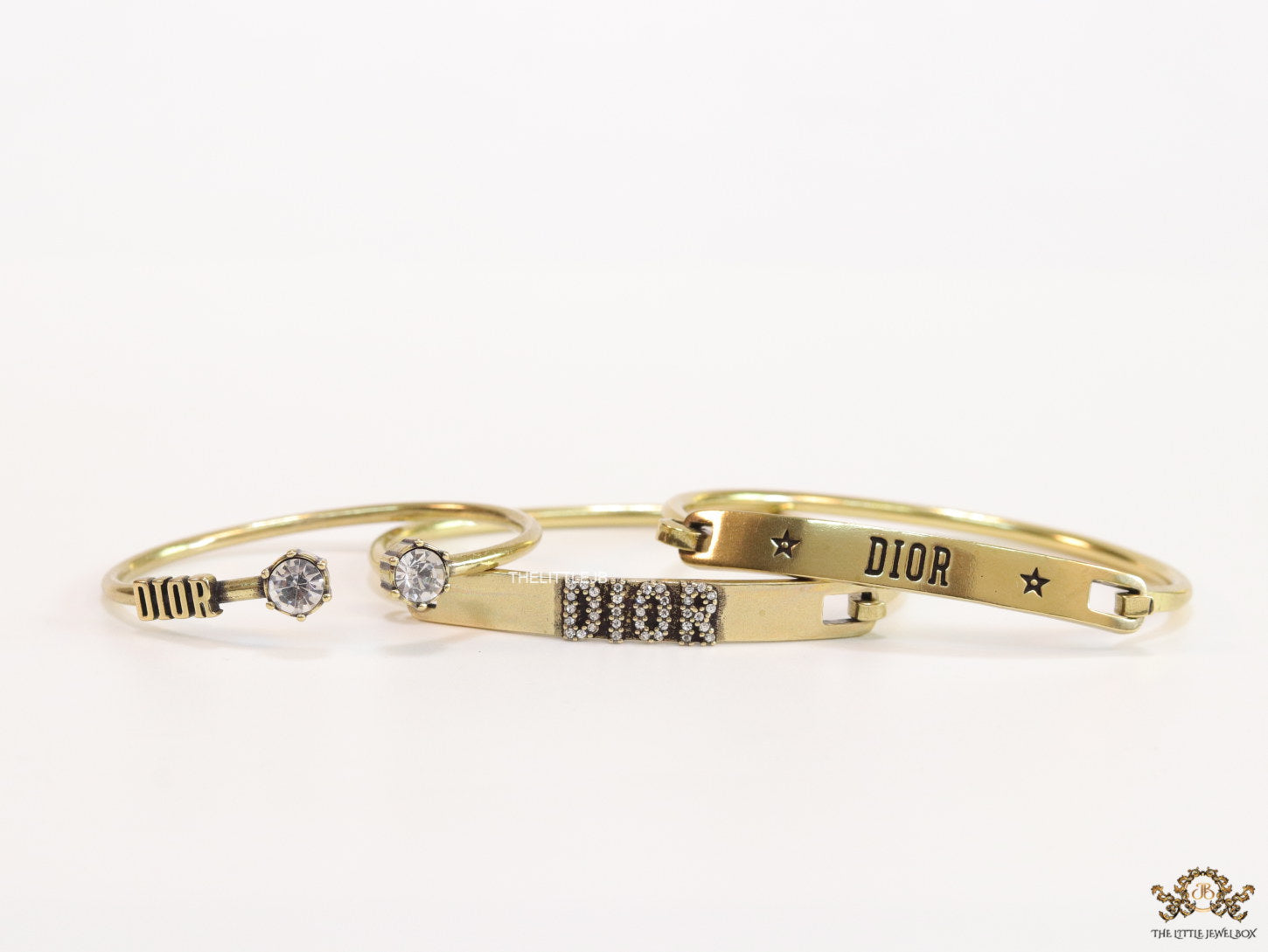 Alphabet CD antique golden triple bracelet with cz