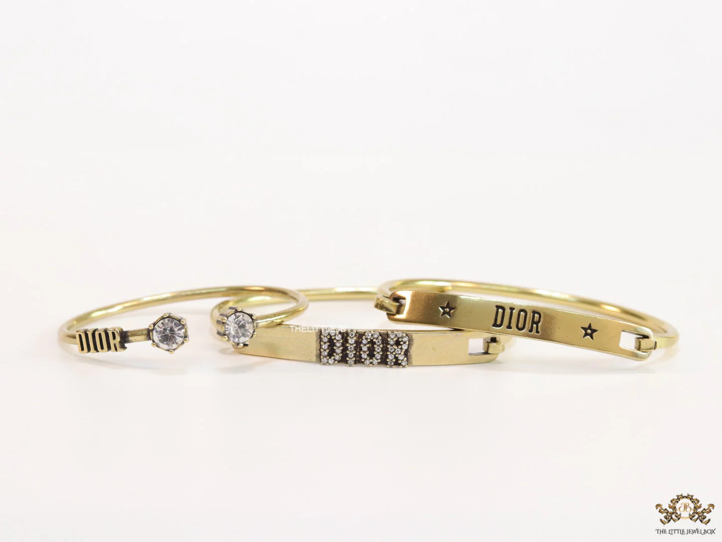 Alphabet CD antique golden triple bracelet with cz