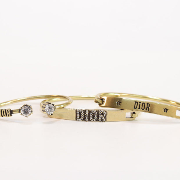Alphabet CD antique golden triple bracelet with cz