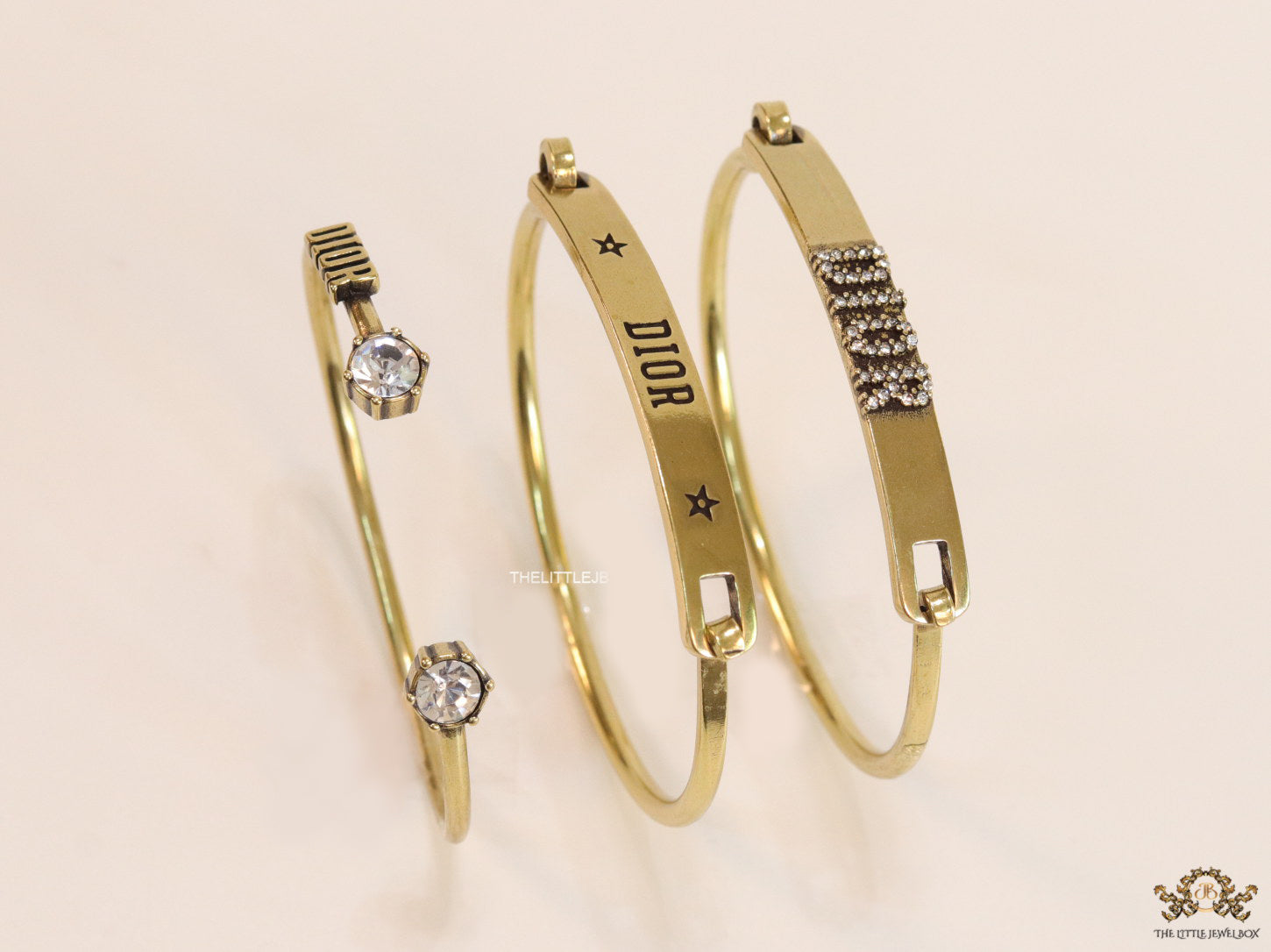 Alphabet CD antique golden triple bracelet with cz