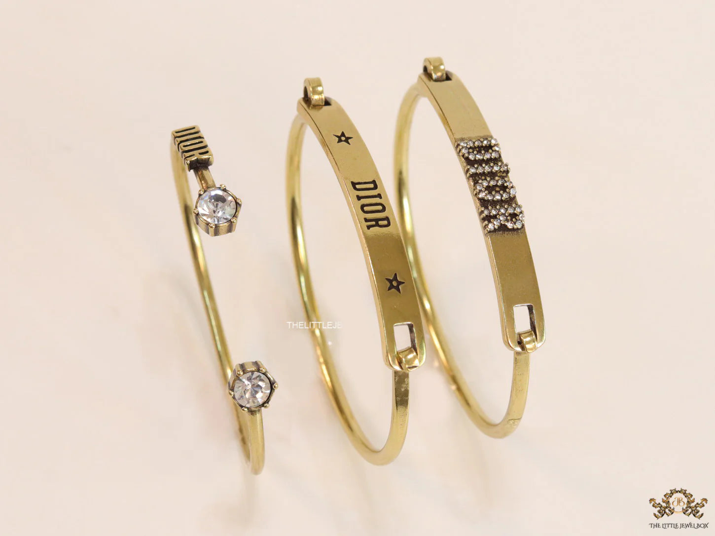 Alphabet CD antique golden triple bracelet with cz