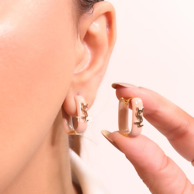 Alphabet Y pink enamel hoops