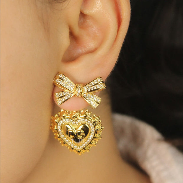 Golden stereo heart earrings