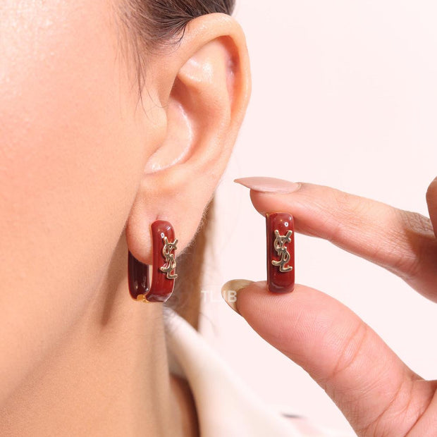 Alphabet Y blood red enamel hoops