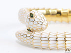 Serpentine open bracelet in white enamel and golden finish