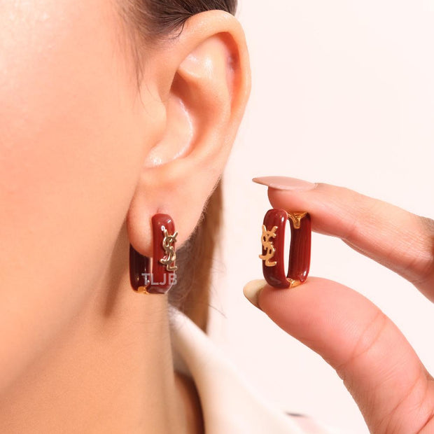 Alphabet Y blood red enamel hoops