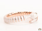 Serpentine open bracelet in white enamel and rose golden finish