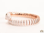 snake open bracelet in white enamel and rose golden finish