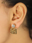 Alphabet L single stone CZ studs in Gold