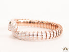 Serpentine open bracelet in white enamel and rose golden finish