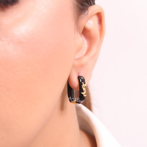Alphabet Y black enamel hoops