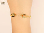 Alphabet V Gold bracelet with CZ