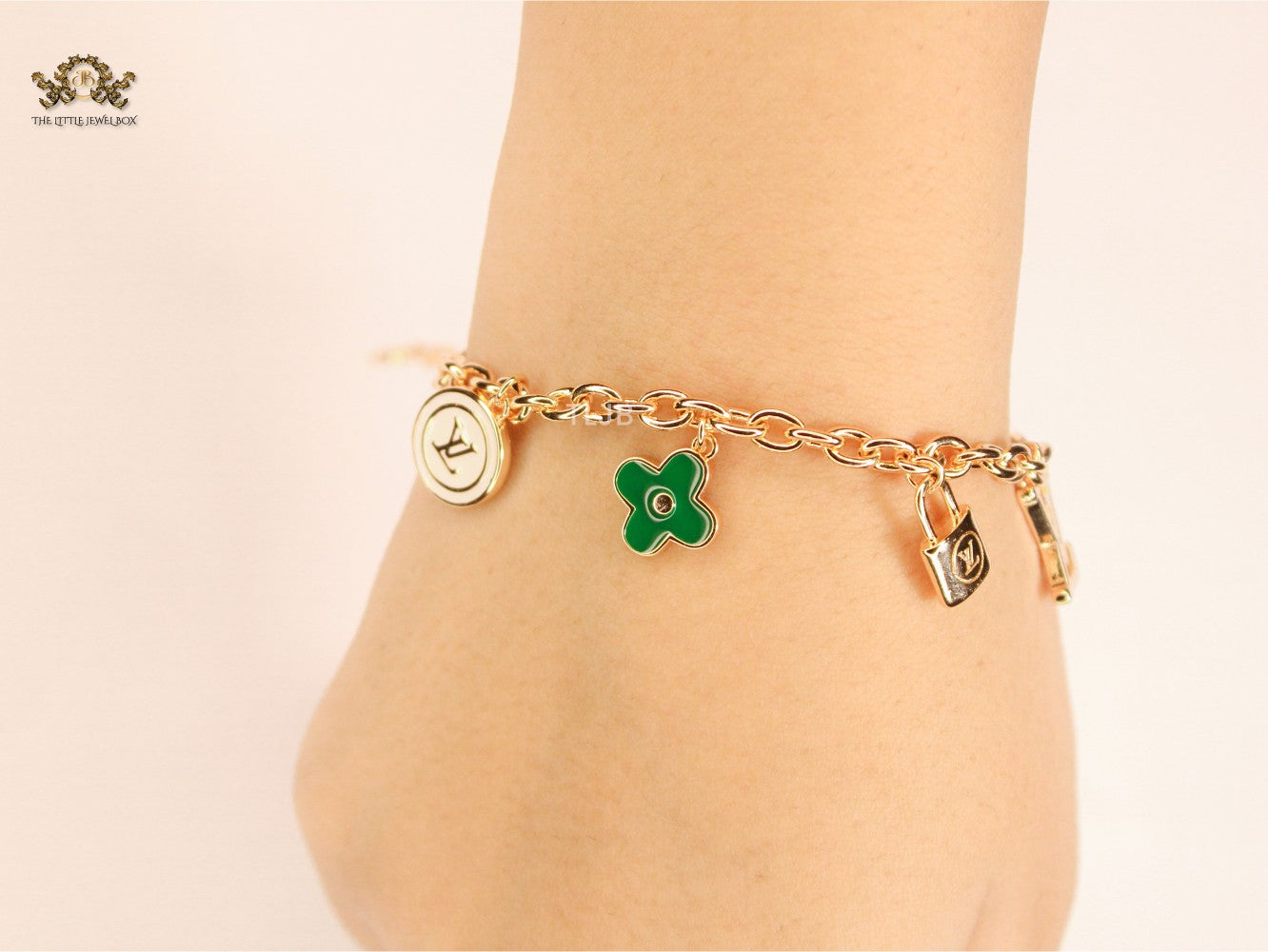 Alphabet LV rose gold charm bracelet