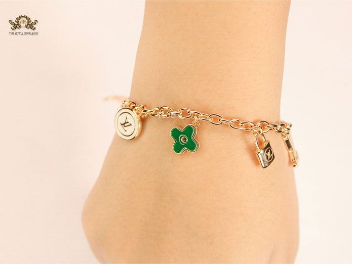 Alphabet LV rose gold charm bracelet