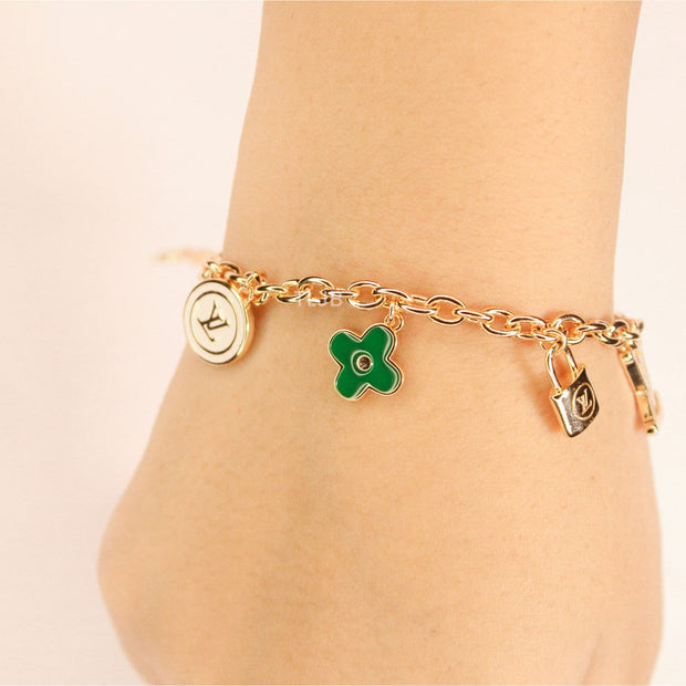 Alphabet LV rose gold charm bracelet