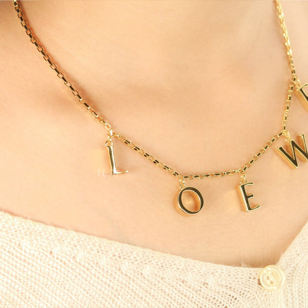 alphabet LW gold charms neckchain