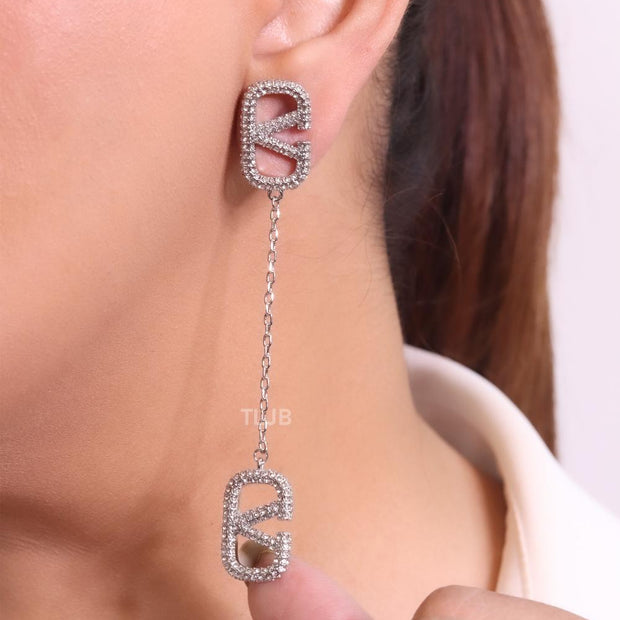 Alphabet V platinum chain danglers