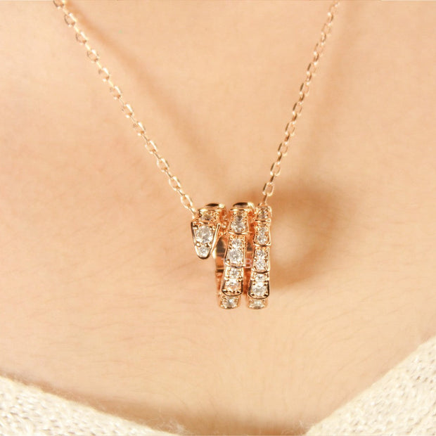 Snake pendant rose gold necklace