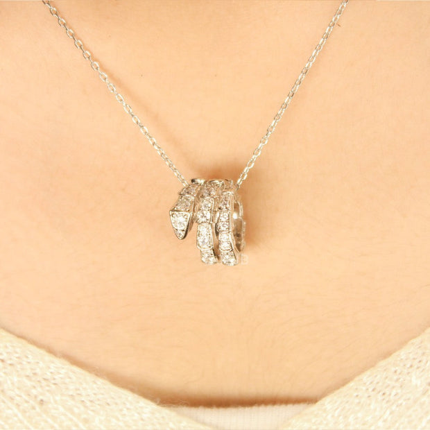 Snake pendant platinum necklace