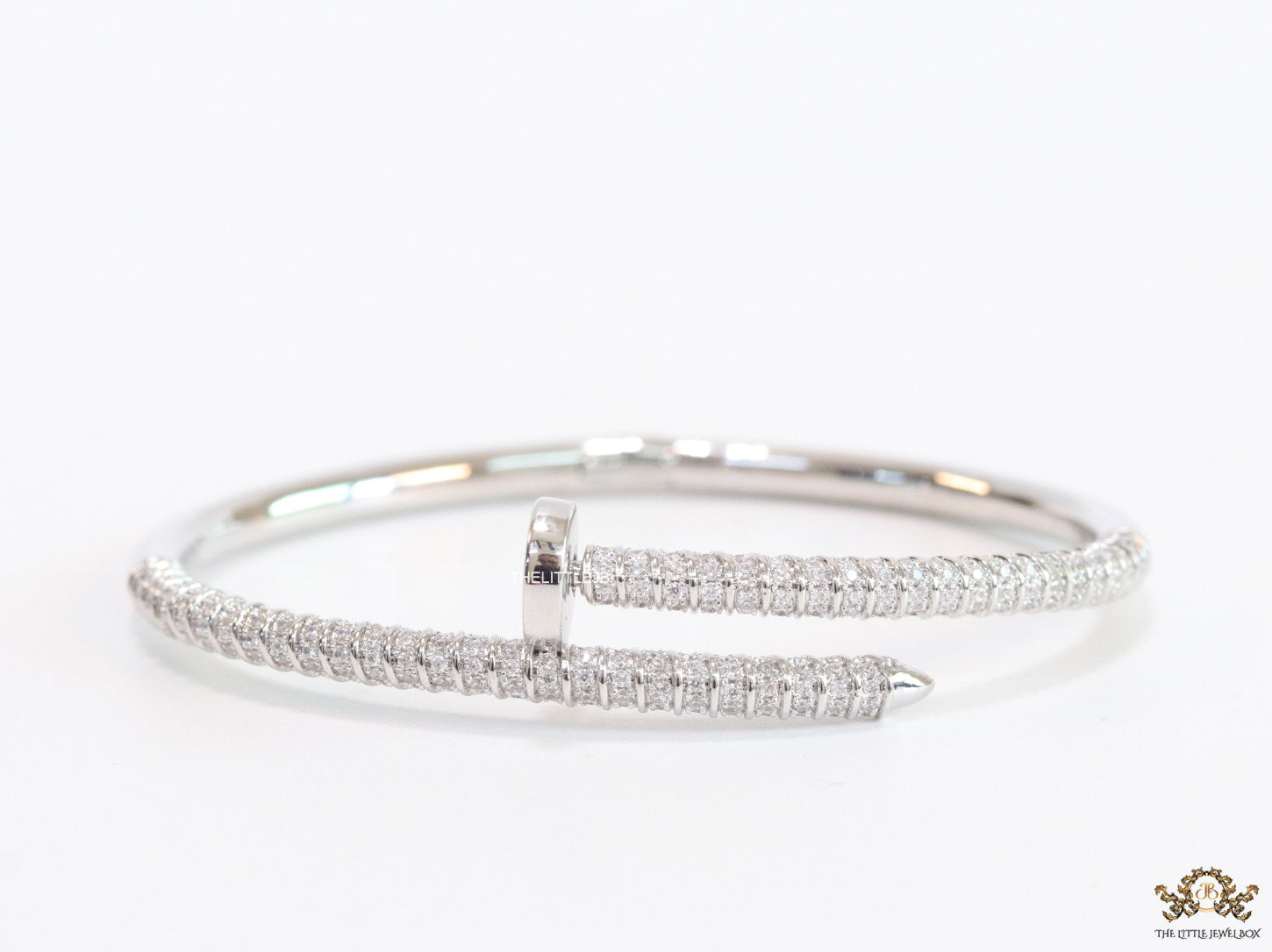 Platinum plated cz nail bracelet