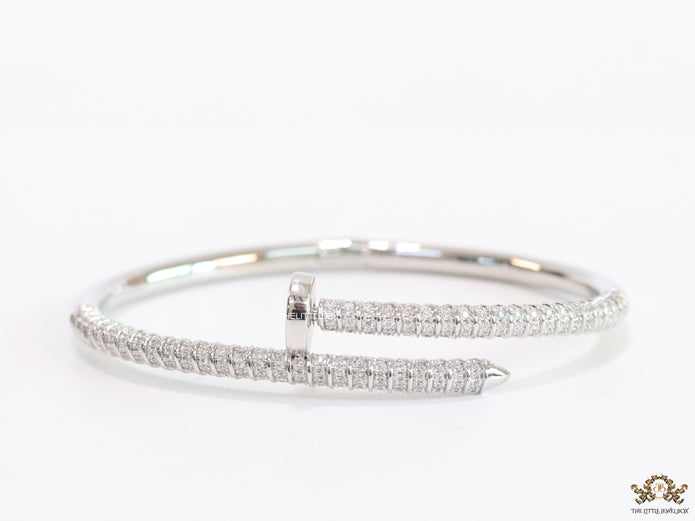 Platinum plated cz nail bracelet