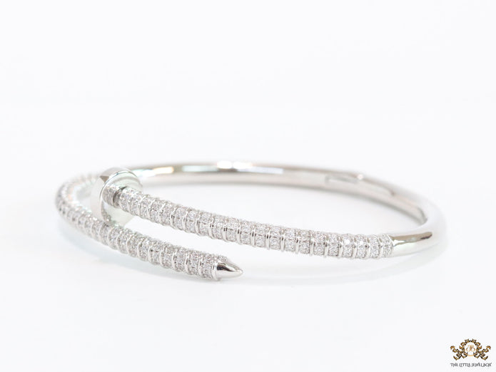 Platinum plated cz nail bracelet