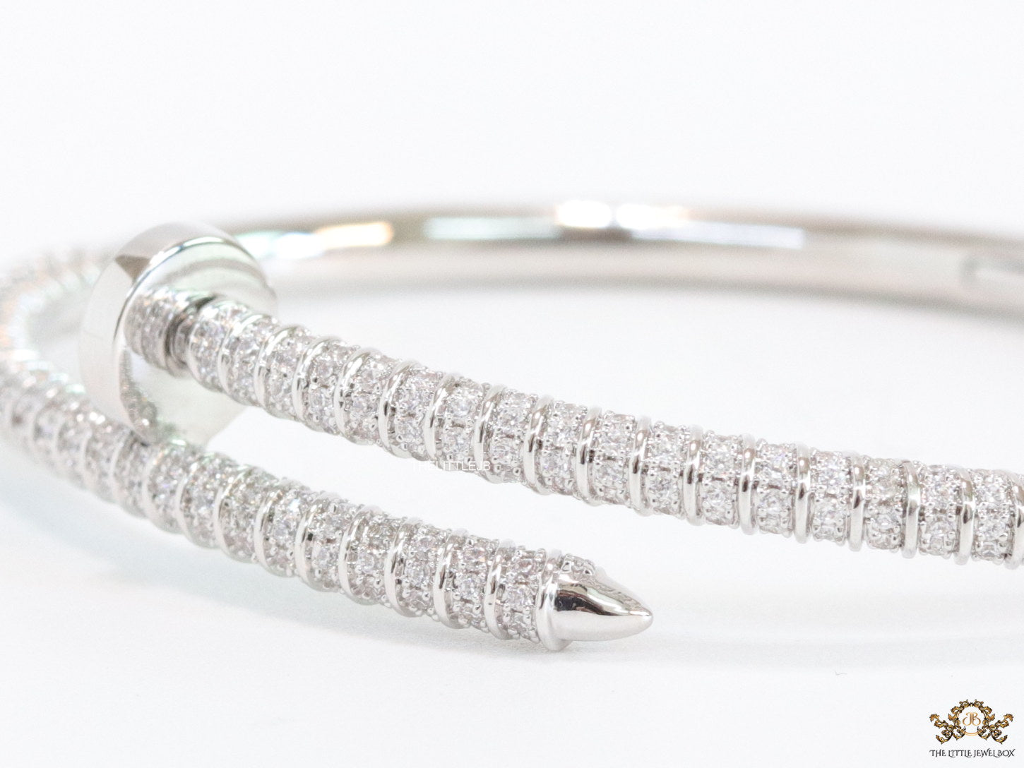 Platinum plated cz nail bracelet