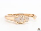 Gold plated open panther bracelet with cz