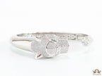 Platinum plated open panther bracelet with cz