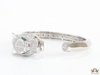 Platinum plated open panther bracelet with cz