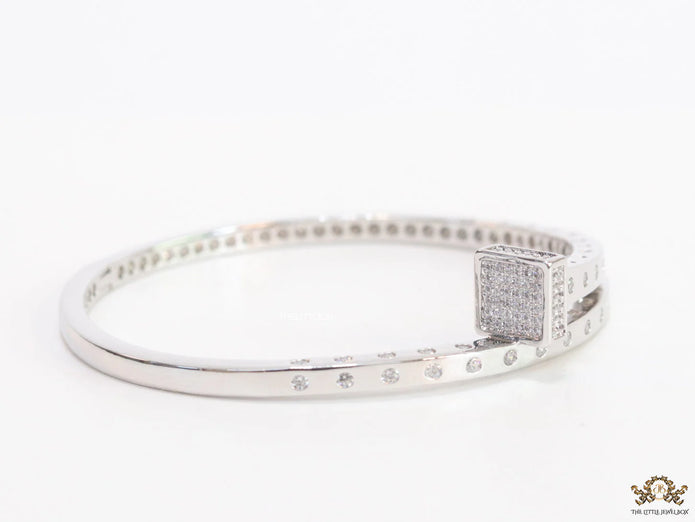 Platinum plated cz bracelet with cz head
