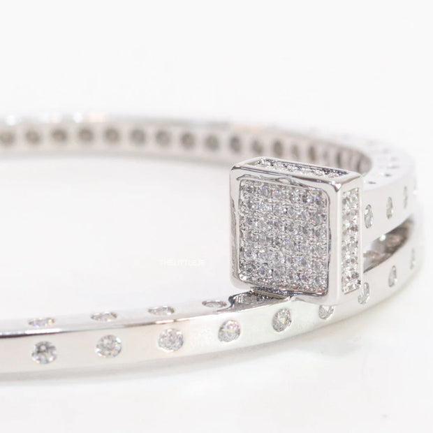 Platinum plated cz bracelet with cz head