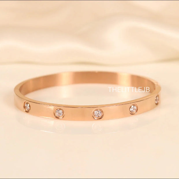 Rose gold Plated love bracelet with zircons