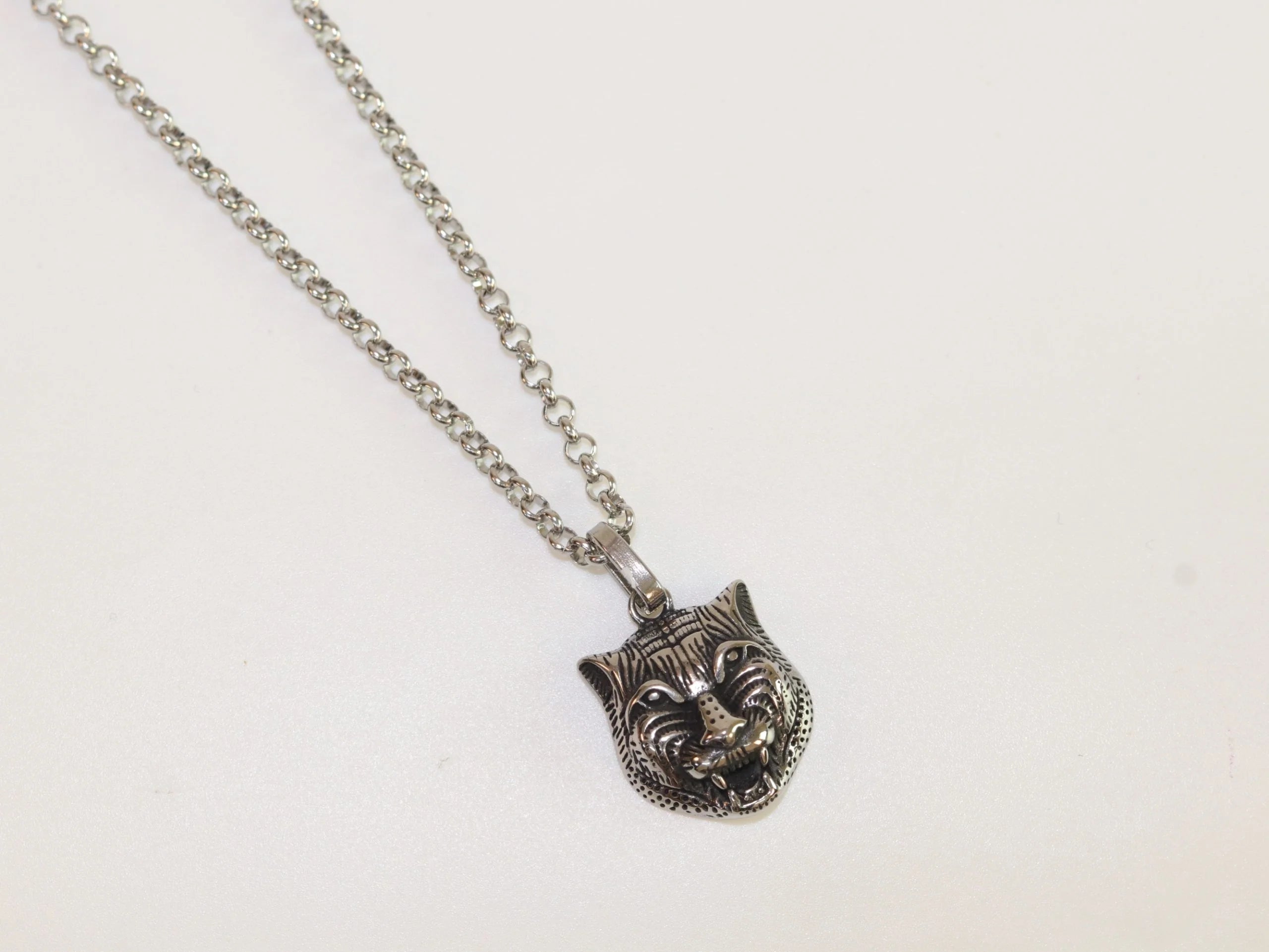 Oxidised silver panther pendant