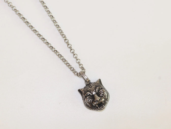 Oxidised silver panther pendant