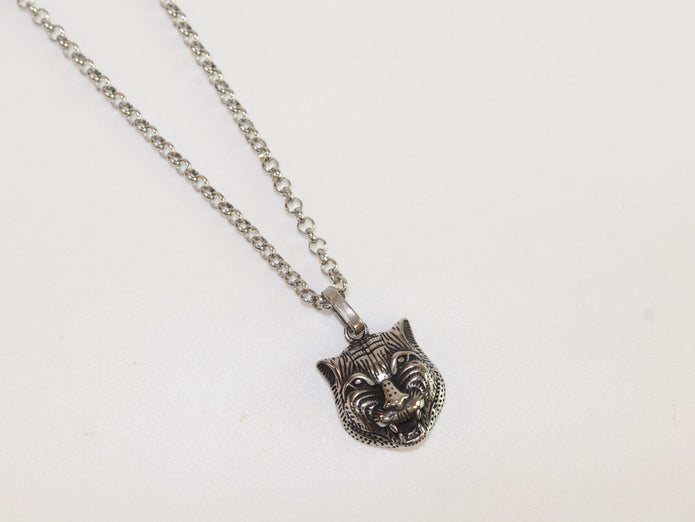 Oxidised silver panther pendant