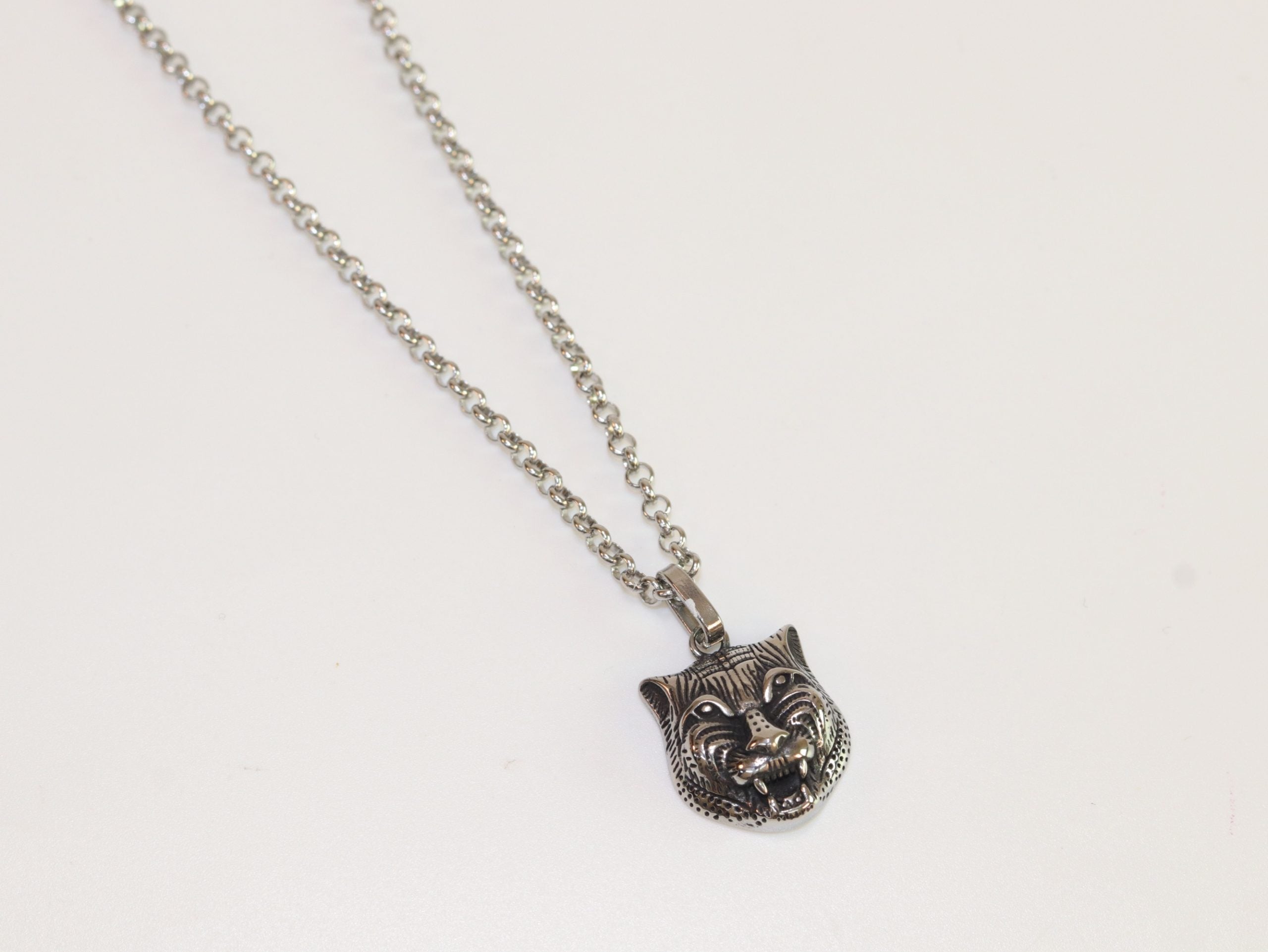 Oxidised silver panther pendant