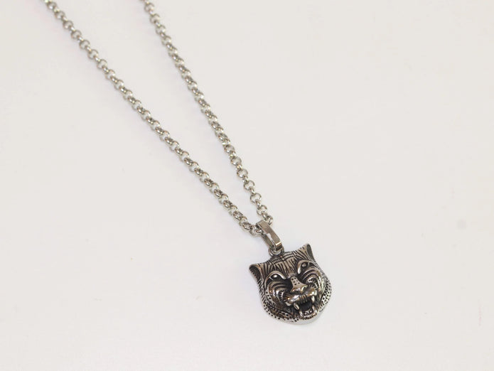 Oxidised silver panther pendant