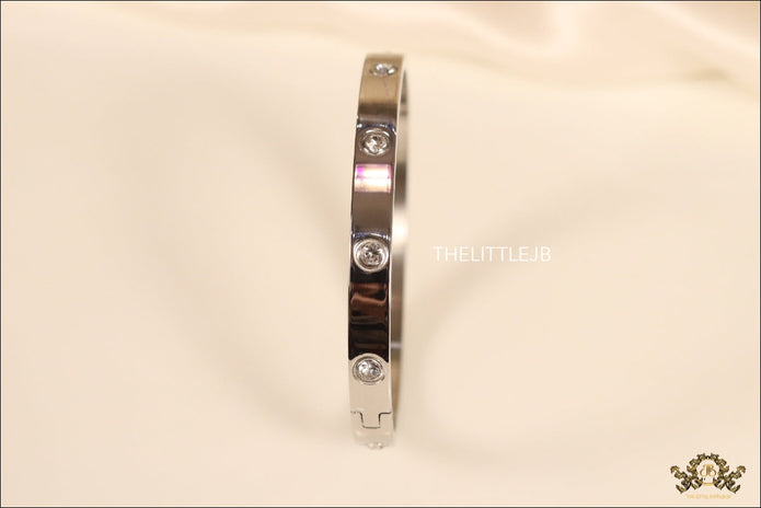 Platinum Plated openable bracelet with zircons