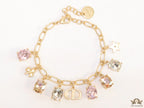 Golden chain bracelet with alphabet and cz charms